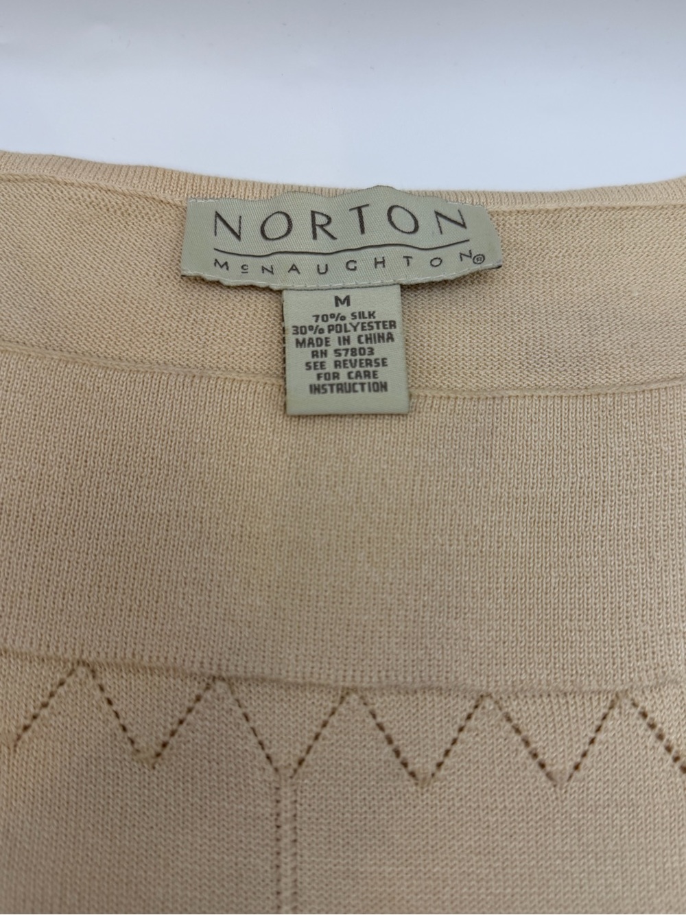 Norton McNaughton Women's M Beige Solid Knit Square Neck Sleeveless Tank Top